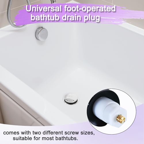 Universal Toe Touch Bathtub Drain Stopper - 3/8'' & 5/16'' Thread Studs with Star-Shaped Lock Washer, Chrome (1 Pack) - color: Chrome