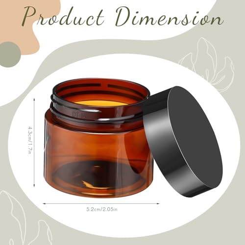 Patelai 4 Pieces Round Wide-mouth Leak Proof Plastic Container Jars with Lids for Travel Storage Makeup Beauty Products Face Creams Oils Salves Ointments DIY Making(2 Ounce,Amber) - color: Amber, size: 2 Ounce