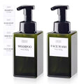 15OZ Foaming Soap Dispenser, 2-Pack Plastic Hand Soap Dispenser, Refillable Leakproof Foam Pump Bottle with Waterproof Labels, for Shampoo, Body Wash - color: Green, size: 450ML