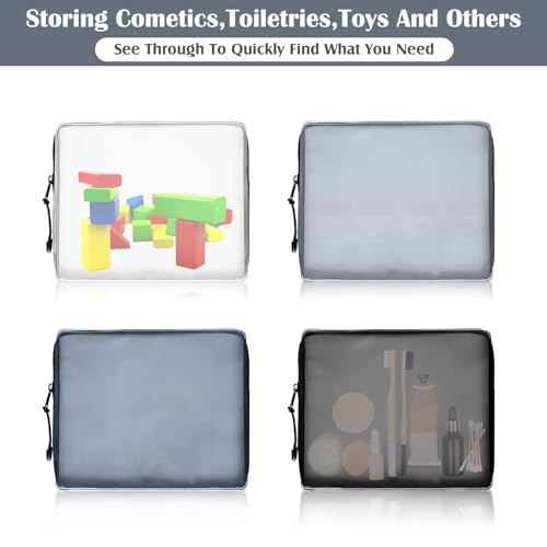 8 Pack TSA Approved Travel Toiletry Bags Frosted Translucent Leak-proof Cosmetic Makeup Bags for Women Men Travel Organizer Airport Security(Gray,6.7 x 5.5 x 1.8 Inch) - color: Gray, size: 6.7 x 5.5 x 1.8 Inch