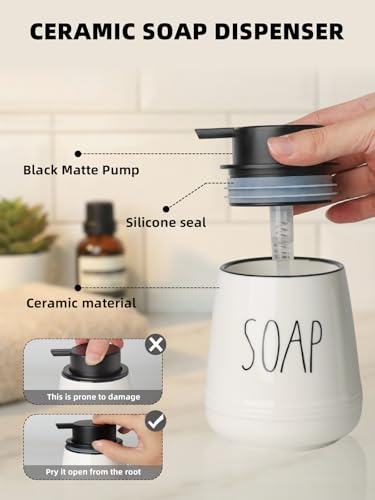 Ceramic Soap Dispenser Set, 13oz Wash Soap Dispenser (Liquid-Soap & Lotion) - color: Liquid-soap & Lotion