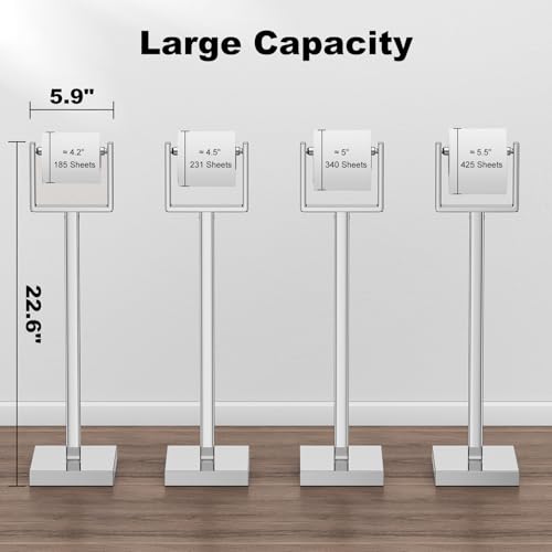 Silver Toilet Paper Holder Stand，Stainless Steel Toilet Paper Holder Free Standing，Stable Weighted Base Floor Tissue Roll Holder for Bathroom，Modern Pivoting Toilet Paper Stand - color: Silver