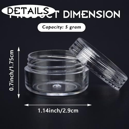 25 Count 5 Gram Sample Containers, Clear Lip Balm Containers with Lids, Small Plastic Sample Jars with 2 Mini Spoons, 25pcs Labels (Clear Lid) - color: Clear, size: 25 Count