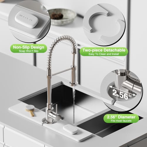 20" x 4" Stone Faucet Mat for Kitchen Sink, Quick Drying Diatomite Sink Tray, Faucet Sink Splash Guard for Prevents Moisture Buildup (White) - color: White, size: 20" x 4"