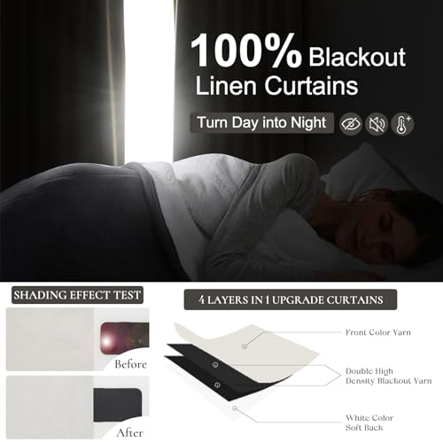 Unique 78 Inch Pinch Pleated Curtains Blackout for Bedroom 2 Panel Set, Neutral Cream Linen Blend Pleat Memory Trained Drapes Room Darkening Insulated Nursery Curtain Back Tab 40x78 Inches Window Burg - color: Birch, size: 40"W x 78"L (Pack of 2)