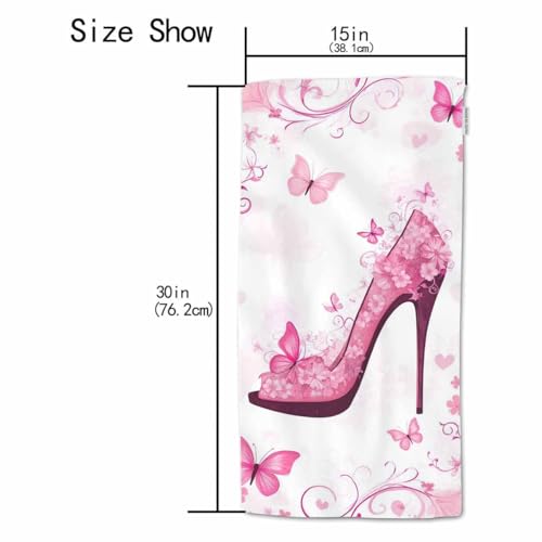HGOD DESIGNS Pink Flower Hand Towels,Butterflies Sexy High Heel Pink Flower 100% Cotton Soft Bath for Bathroom Kitchen Hotel Spa 15"X30" - color: Towel-34