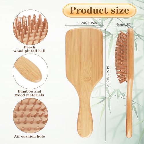 10pcs Bamboo Hair Brush and Comb Set.Portable Travel Hair Brush for Women,Men,and kids short,long,and curly hair Dandruff Cleaning brush,Flexible Scalp Massager Bamboo Brush Gift Set(Square)