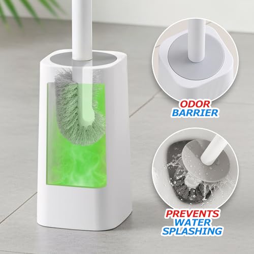Disposable Toilet Brush&Toilet Bowl Brush and Holder Set - Toilet Scrubber Brush,Toilet Bowl Cleaners,Household Essentials,Cleaning Supplies,White