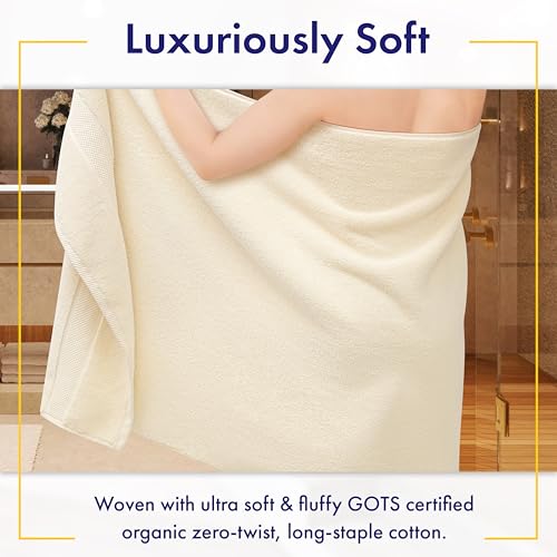 Alusa Home 100% Organic Luxury Bath Sheets - GOTS Certified - Extra Large 35x70 Inches (Pack of 2) Zero-Twist, Long-Staple Cotton Bath Sheet Set (Papyrus) - color: Papyrus, size: 2pc Bath Sheets