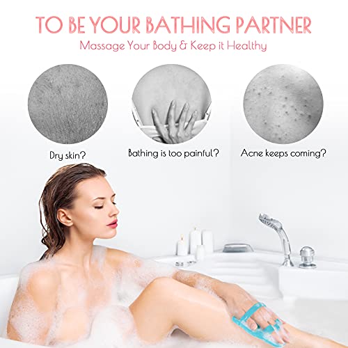 2 Pack Soft Silicone Shower Brush, Bath Exfoliating Skin Massage Scrubber | Body & Face & Short Hair Wash, Dry Skin Brushing Glove Loofah, Fit for Sensitive and All Kinds of Skin (Blue+Gray) - color: 1 Pars_blue+gray