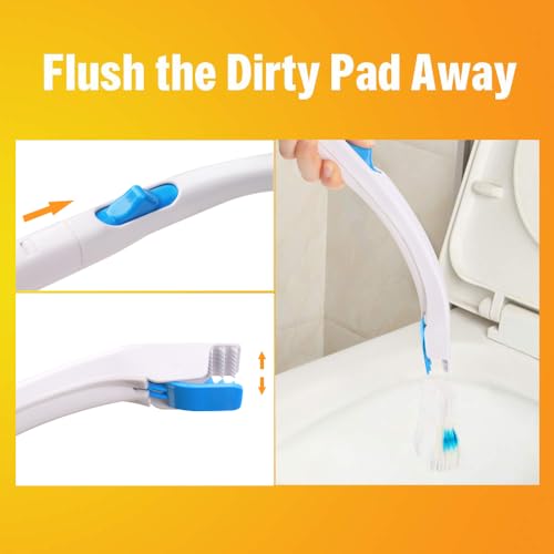 Disposable Toilet Bowl Brush Holder System, Fresh Refills for Bathroom Scrubber, 1 Toilet Brush+1 Holder+1 Cleaning Glove+12 Refills - color: Complete - 12 Refills (Brush & Holder)