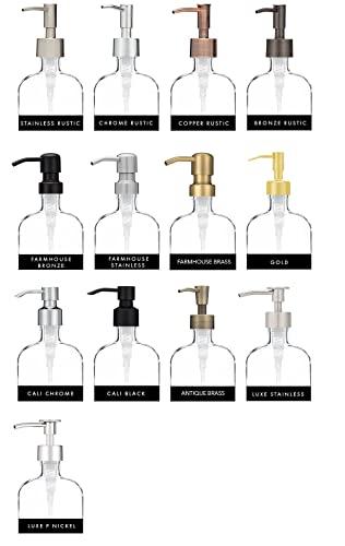 Rail19 Small Recycled Glass Soap Dispenser with Metal Pump - for Body Moisturizer, Liquid Hand Soap & Aromatherapy, 8oz (Luxe Stainless) - color: Luxe Stainless