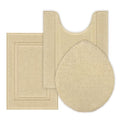 SHACOS Microfiber Bathroom Rugs Set of 3 with Toilet Lid Cover Non Slip | Washable Bath Mat Absorbent Bathroom Carpet 16"x24"+U Shape Toilet Rug 20"x24"+Toilet Lid Cover 19"x21", Beige - color: Beige, size: 16"x24"+U-Shape 20"x24"+Lid Cover 19"x21"