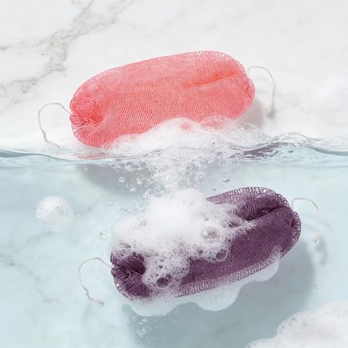Authentic African Net Sponge Extra Long African Exfoliating Net for Body & Back Scrubber for Shower (3Pac Pink+Deep Purple, Count, 1) - style: 3Pac Pink+Deep Purple
