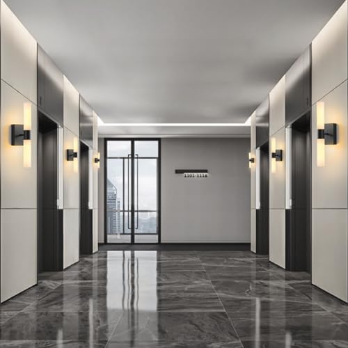 KUZZULL Wall Sconces Set of Two Matte Black Modern Bathroom Sconces Lighting Set of 2 Frosted Glass Shade Indoor Wall Lamp Wall Mounted Lights Metal Wall Light Fixtures for Living Room Stairs - color: matte black frosted