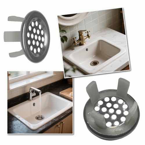 6 Pack Stainless Sink Basin Trim Overflow Cover,Bathroom Sink Overflow Trim Ring Stainless Steel Mesh Round Hole,Sink Basin Trim Ring Insert in Hole Round Caps for Home,Sink,Bathroom,Kitchen - color: Mesh Hole