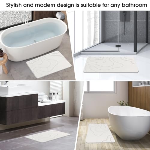 ZIKIBL Stone Bath Mat Diatomaceous Earth Shower Mat Non-Slip Super Absorbent Diatomite Stone Mats for Bathroom Floor/Ktichen Cuonter Quick-Drying Easy to Clean (24''*16''White) - color: White