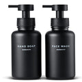MaisoNovo Glass Foaming Soap Dispenser 14 Oz | Glass Bottles Pumps x 2 Black - color: Black Bottles/Black Plastic Pumps/No Tray