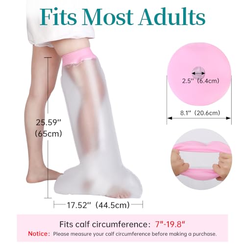 Waterproof Cast Covers for Shower Leg, Knee Surgery Recovery Equipment, Cast Protector for Showering Leg Adult Wounds, Cast Cover Leg Adult After Surgery, Shower Boot Cover Waterproof Foot, Reusable - color: Leg, style: Soft Pink