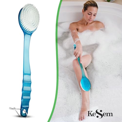 2 Pack Back Scrubber Shower Brush with 14 inch Long Handle, Soft Bristles Full Body Skin Exfoliator for Bath Wet or Dry Brush for Men & Women (14")