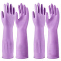 Long Rubber Waterproof Latex Household Cleaning 18inch Gloves Red Long Sleeved Heavy-duty Reusable 2Pair - color: Purple, size: Large