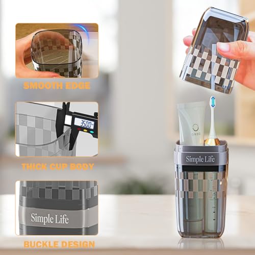Black Portable Travel Toothbrush Holder Case with Cover | Portable covered toothbrush travel case, durable storage carrier for bathroom, school, business travel use, neat black design - color: Black