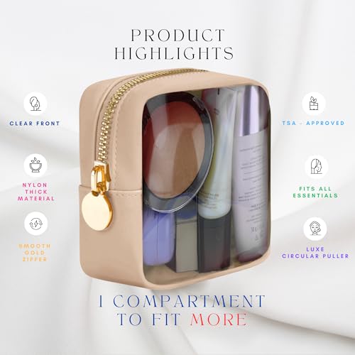 DANCOUR Clear Makeup Bag Mini Makeup Bag for Purse Mini Bag Pouch Purse Clear Pouch Small Cosmetic Bag Travel Case Travel Cosmetic Case (Beige) - color: Beige, style: Mini