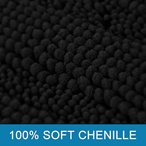 H.VERSAILTEX 3 Piece Bathroom Rugs Sets Thick Striped Bath Rugs Set for Bathroom Non Slip Soft Absorbent Bath Mat Set for Tub, Shower and Toilet(17''x24''+20''x32''+20''x24'' U-Shaped, Jet Black) - color: Jet Black