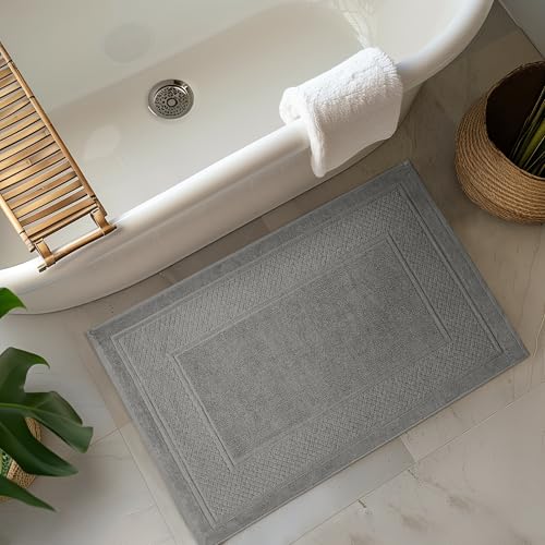 Avalon Towels Grey Bath Mat - 100% Cotton Set of 2 Absorbent Bathmat - Bathroom Mats Quick Dry Bath Mats for Bathrooms (22x34 Inches) - color: Grey, size: Pack of 2