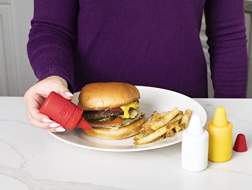 Joie Condiment Mini Squeeze Bottles with Nozzle Caps, Ideal for Ketchup, Mustard, Mayo and More, Set of 3