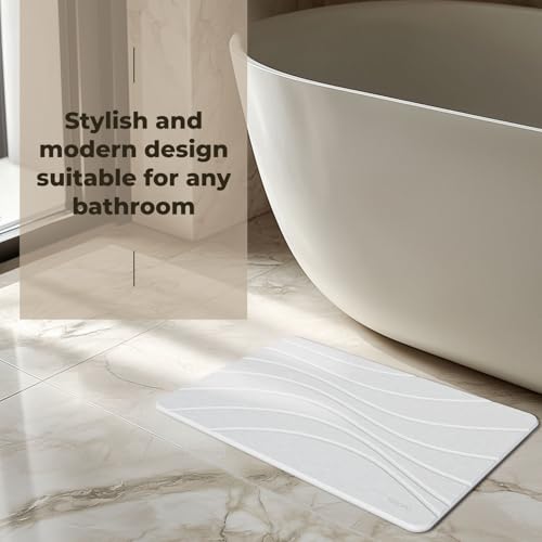 TOSORO - Stone Bath Mat Diatomaceous Earth Shower Mat Non-Slip Super Absorbent Diatomite Stone Bath Mats for Bathroom Floor Quick Drying Natural Easy to Clean (23.5 x 15) - Sandstone - color: Wave Sandstone, size: Pack of 1