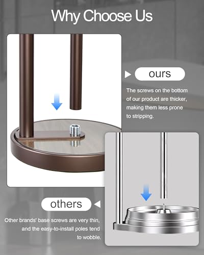 Toilet Paper Holder Free Standing with Basket for Phone & Wet Wipes, Stainless Steel 23" H with Storage, Stable Weighted Base & Rustproof for Bathroom (Rich Bronze) - color: Rich Bronze