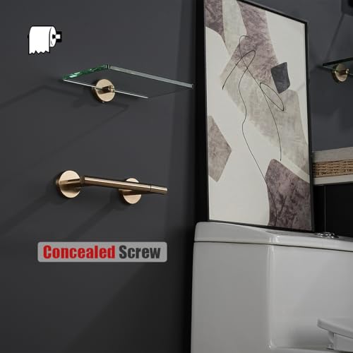 JQK Champagne Bronze Toilet Paper Holder, 7.5 Inch Double Post Pivoting Tissue Holder for Bathroom Wall Mount, 304 Stainless Steel Hold Mega Rolls, TPH150-CB - color: Champagne Bronze