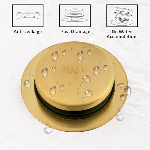Artiwell Universal Tip Toe Bath Drain Stopper and Cover, Bathtub Drain Stopper, Replaces Lift and Turn, Tip-Toe and Trip Lever Drains for Tub, EZ Installation and Clearing (Brushed Gold) - color: Brushed Gold