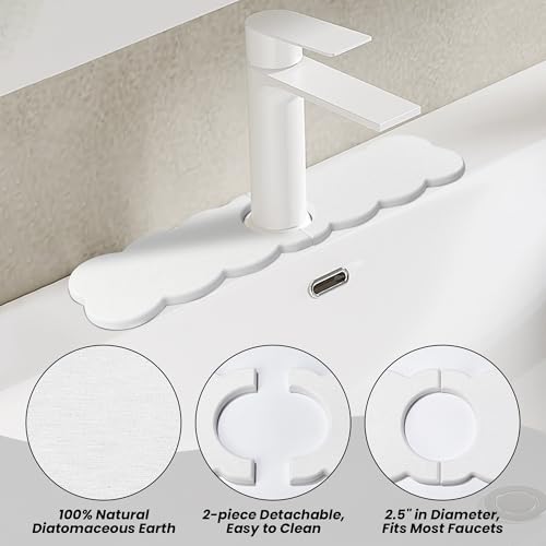 15.7'' Long Size Diatomite Faucet Mat Fast Drying Stone Sink Tray Splash Proof Bathroom Counter Faucet Super Water Absorption - size: 15.75" x 3.94"