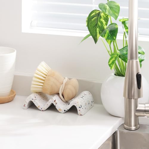 Luxspire Soap Dish, Marble Soap Dish, Self-draining Tray, Soap Holder Saver for Shower, Bathroom, Sink, Kitchen and Countertop - Terrazzo - color: Terrazzo