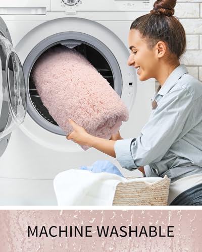 Toilet Rugs U-Shaped Mat 24x22, Contour Bathroom Mat - Ultra Soft & Absorbent Microfiber, Quick-Dry, Machine Washable with High Density Foam Latex Non Slip Backing, Pink - color: Pink, size: 24" X 22"(Toilet Rug)