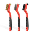 MAXMAN Wire Brush Set 3Pcs, Small Wire Brushes for Cleaning, Rust Remover, Scrub Brush, Detailing Brush, Metal Brush, Stainless Steel/ Brass/ Nylon Bristles Bristle Brush, Scratch Brush, (Red) - style: 3 PCS Brass/Stainless Steel/Nylon Bristles Red