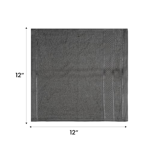 Casa Lino Face Towels & Body Wash Cloths for Showering - 100% Cotton Wash Cloths for Bathroom - Highly Absorbent & Quick Drying Washcloth Set - Cotton Washcloths 24 Pack (12" x 12" | Charcoal Black) - color: Charcoal