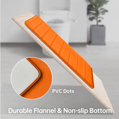 Orange Bathroom Rugs Extra Soft Memory Foam Bath Mat Sets 3 Piece Non Slip Absorbent & Dry Living Mat Sets Washable Bath Carpets with Toilet Rug,Bath Rugs for Bathroom,Tub,Shower,Kitchen,Bedroom - color: Tangerine