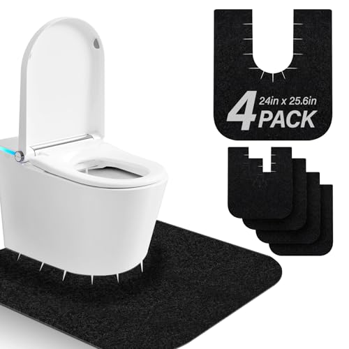 4 Pack Toilet Mats,Upgrade Toilet Floor Protector from Urine,Toilet Rugs U Shaped Washable,Toilet Mats for Bathroom,Around Toilet Floor Protector,Potty Training Mats for Bathroom