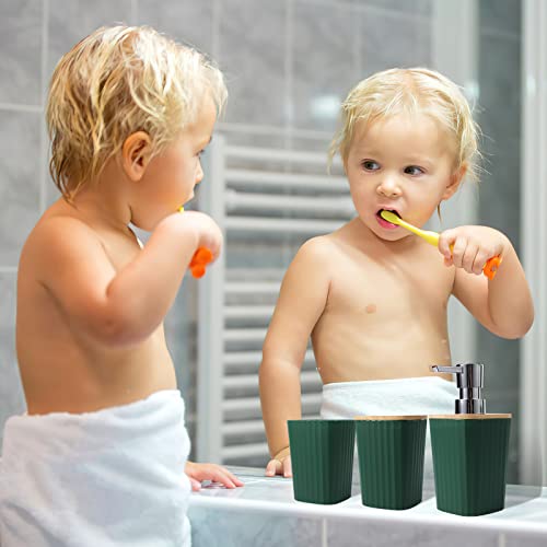 XLHOMO Dark Green Bathroom Accessories Set, 9-Piece Green Bathroom Set with Trash Can, Tray, Soap Dispenser, Toothbrush Holder, Toothbrush Cup, Soap Dish, Toilet Brush and Q-tip Holders - color: Hollow Dark Green, size: Hollow Cover Bathroom Set