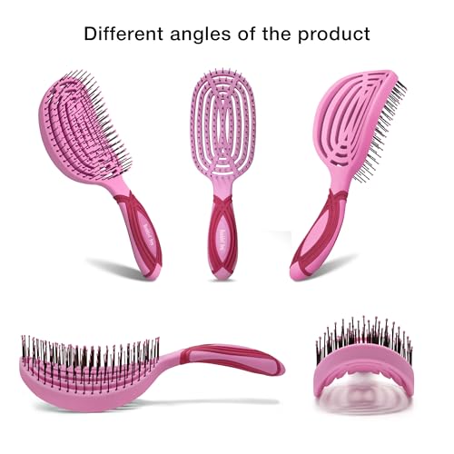 NuWay® DoubleC® Pro Professional Detangling Hair Brush – Patented Double Curve Scalp Care Brush for Gentle Detangling, Blow-Dry Styling & Wet or Dry Hair (Red Violet) - color: Red Violet