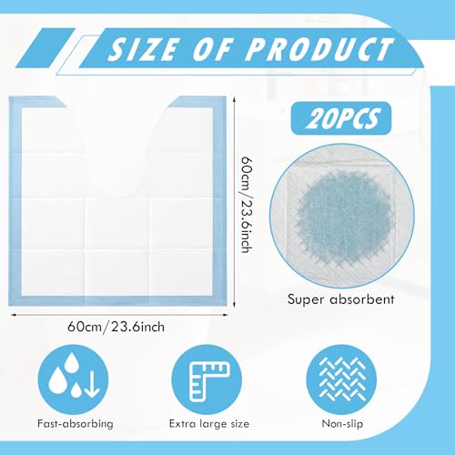 20 Pack Disposable Toilet Mats U Shaped Toilet Mat Absorbent Toilets Floor Protector Toilets Floor Protector from Urine for Potty Training, Anti Urine Commode Mat for Children(Blue) - color: Blue, size: Classic