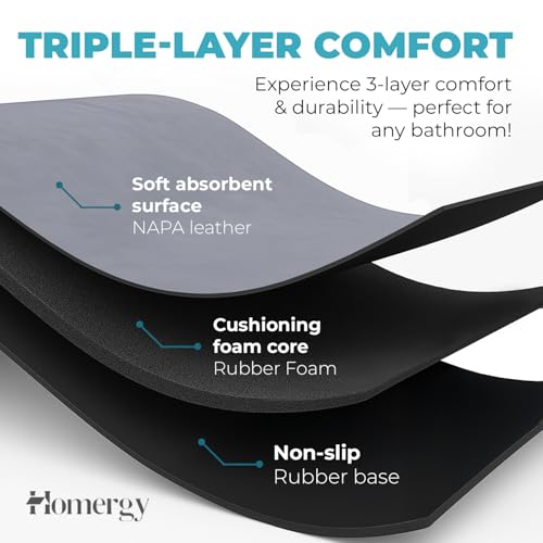 Homergy Bath Mat for Bathroom Non Slip, Quick Dry, 24x48 in, Grey | Ultra absorbent, machine washable, mildew resistant shower mat with rubber backing for tub, poolside and outdoor showers - color: Gray, size: 24" x 48"