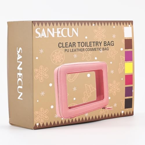 SANHECUN Toiletry bag waterproof cosmetic organizer with handle large opening for travelling (Blue) - color: Blue