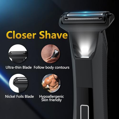 Manscape Men Body Trimmer IPX7 Waterproof Ball Pubic Hair Groomer | 3‑in‑1 no‑nick trim, LED display, travel lock, lightweight, nose trimmer, travel gift for men, fully washable body shaver - color: Black