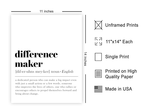 Poster Master Dictionary Art Poster - Definition of Difference Maker Print - Typography Art - Gift for Teacher, Mentor & Boss - Decor for Dorm, Library, Office or Classroom - 11x14 UNFRAMED Wall Art - color: Style01, size: 11"L x 14"W