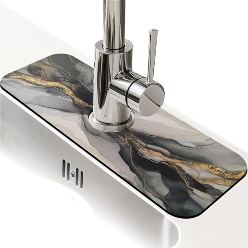 Faucet Fast Absorbent Pad - Black Gold Marble , Suitable For Kitchen, Bathroom, Island And Other Scenes - color: Black Gold Marble