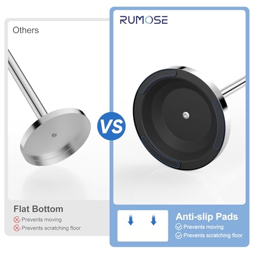 RUMOSE Toilet Paper Holder Stand for Floor, Polished Chrome Bathroom Free Standing Toilet Tissue Roll Holder with Storage, Adjustable 17-25 Inch, SUS304 Stainless Steel - color: Polished Chrome